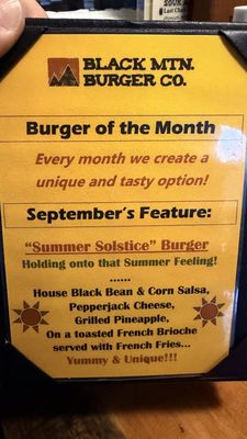 Menu photo 1 Black Mtn Burger Lincoln, NH