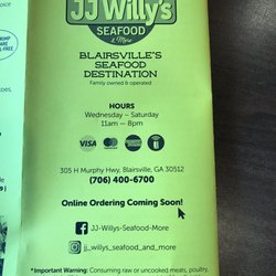 JJ Willy's Seafood & More - Menu