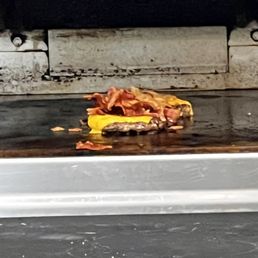 Well Done overcooked Bacon Cheese Burger