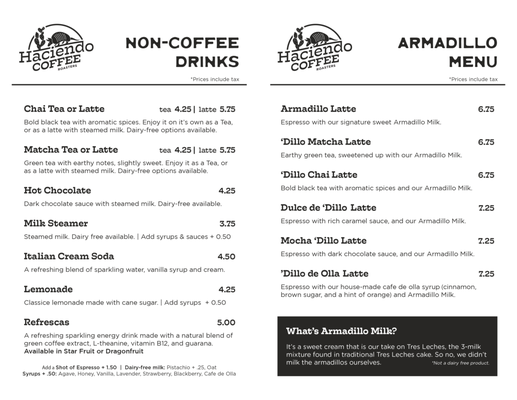 Menu photo 2 Haciendo Coffee Roasters Taylor, TX