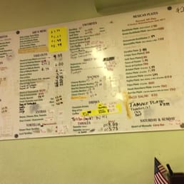 a menu on the wall