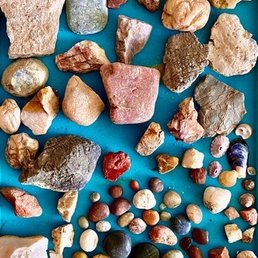 My collection of raw roadside stones collected from Nov2020 road trip to SW US States... for tumbling!
