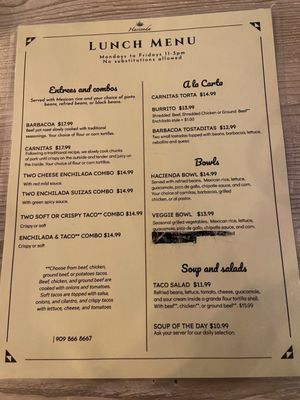 Menu photo 3 Hacienda Grill Big Bear Lake, CA