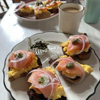 Five Points Bakery - Open faced breakfast sandwich with smoked salmon - Bakeries Near Me - Buffalo, New York