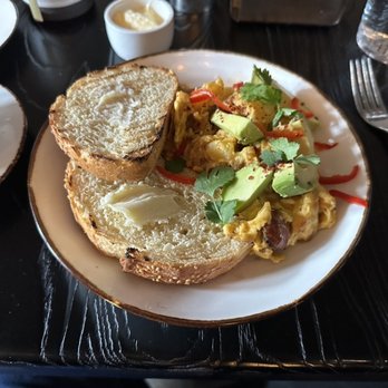 The Amsterdam - Chorizo scramble with excellent toast - New American Near Me - Rhinebeck, New York