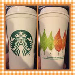 Starbucks - Reusable fall cups are here! $2 2017 Fall edition