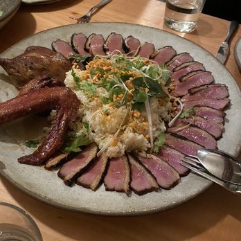 The Progress - Duck breast arrayed on the plate. $72 - New American Near Me - San Francisco, California