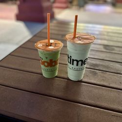 It's Boba Time - San Dimas - Matcha Milk Tea & Pistachio Matcha Milk Tea. ( ^_^)b