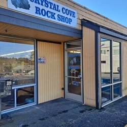 Crystal Cove Rock Shop - The entrance is at the very end of the building towards the harbor.