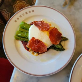 Bouchon - Asparagus salad (the burrata was super fresh and delicious!)... - French Near Me - Yountville, California Bouchon - Asparagus salad (the burrata was super fresh and delicious!)... - French Near Me - Yountville, California