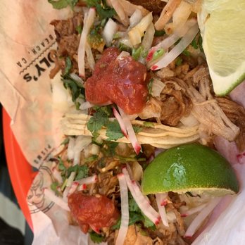 Wooly's - 3 Pork carnitas tacos -1 ;) - Seafood Near Me - Pismo Beach, California