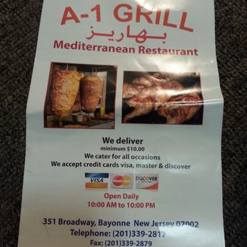 A-1 Grill - Menu - Mediterranean Near Me - Bayonne, New Jersey