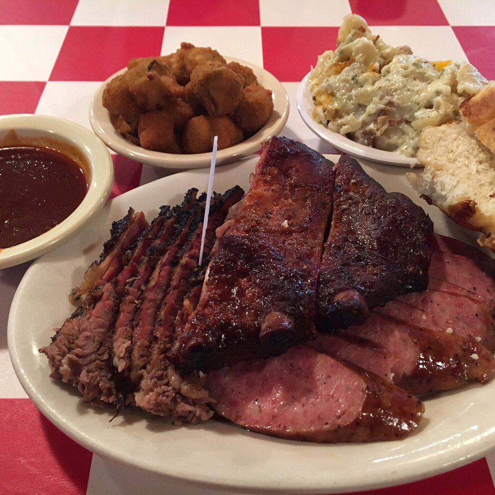 Schulze Bar-B-Que & Catering - 3 meat plate  Ribs, Brisket & Sausage - Caterers Near Me - Rosenberg, Texas