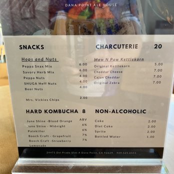 Dana Point Ale House - Snack Menu - Beer Bar Near Me - Dana Point, California
