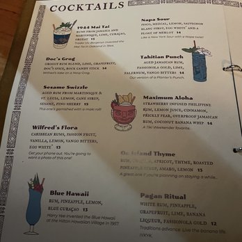 Wilfred's Lounge - Drink Menu - Hawaiian Near Me - Napa, California