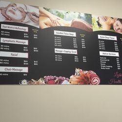 Lizhi Health Spa - Price board