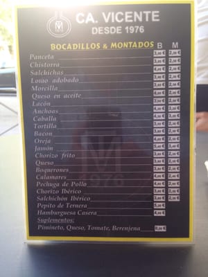 Menu photo 1 Ca Vicente Madrid, M