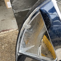 Came in for a simple seal on the INSIDE of the rim and ended up with this after a 3 week wait. Came in for a simple seal on the INSIDE of the rim and ended up with this after a 3 week wait.