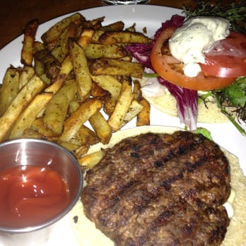 The Wooden Monkey - Free-range Nova Scotia lamb burger served with roasties - Bars Near Me - Halifax, Nova Scotia