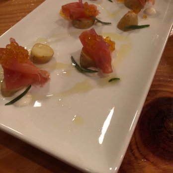 Bluebeard - Cured Salmon (smoked caviar, buttered fingerlings, beer vinegar red onion, tarragon, creme fraiche - $16) - New American Near Me - Indianapolis, Indiana