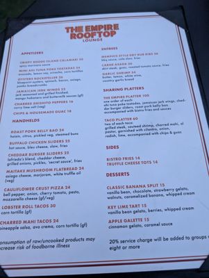 Menu photo 3 The Empire Rooftop New York, NY Menu photo 3 The Empire Rooftop New York, NY