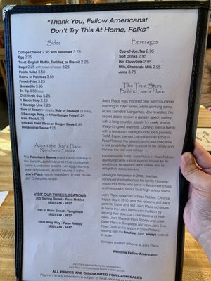 Menu photo 5 Joe's Other Place Templeton, CA Menu photo 5 Joe's Other Place Templeton, CA