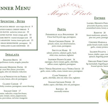 Magic Flute Ristorante - Dinner Menu - Italian Near Me - San Francisco, California