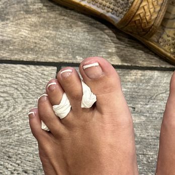 File + Style - French tip. I do not recommend spending $10 extra for poorly done French tips. - Nail Salons Near Me - Oakland, California