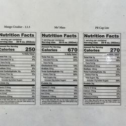 Chuze Fitness - Nutrition Facts