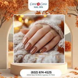 Cora Cora Nail Spa  - Nail art inspired by falling leaves adds charm to every gesture. Celebrate the season in style.  Book today