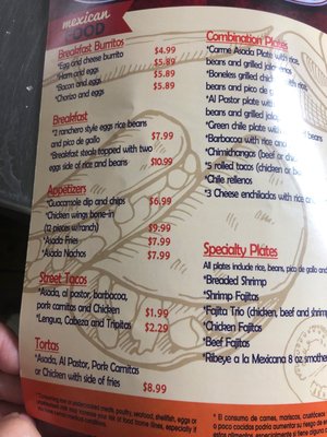 Menu photo 5 Casa Del Taco Glendale, AZ