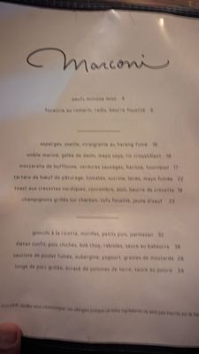 Photo of Marconi - Montreal, QC, CA. Menu