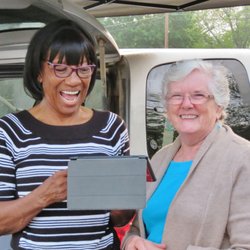 Hartwell Farmers Market - Shirley Johnson (left) is the manager you want to see for all market information. Beside her is Donna, baker and handcrafter.