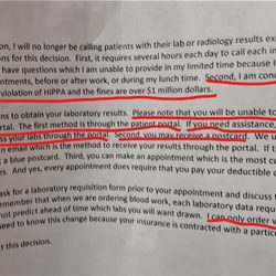 Rita B Chuang, MD - Sign in Dr. Chuang's exam room.  If you don't know, she will NOT be fined anything, let alone $1M, for leaving a voice message.