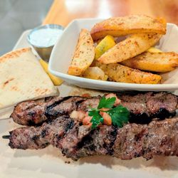 Steak tenderloin souvlaki