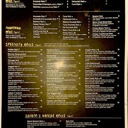 Shinto Sushi - Menu for Shinto at freedom location