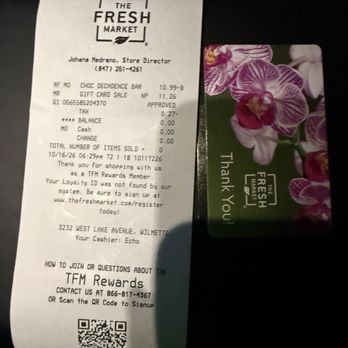 The Fresh Market - receipt and a gift card - Grocery Near Me - Chicago, Illinois The Fresh Market - receipt and a gift card - Grocery Near Me - Chicago, Illinois