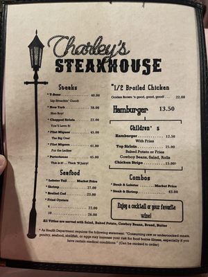 Menu photo 2 Charley's Steak House Wickenburg, AZ