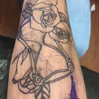 Camberley Tattoo Studio - The tattoo after the first out line - Tattoo Near Me - Camberley, SRY