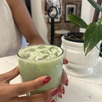 Bisou - Iced matcha with strawberry syrup. - Coffee & Tea Near Me - Kansas City, Missouri