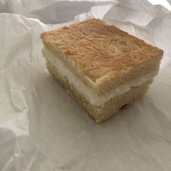 Annelore's German Bakery - Bee sting (there are almonds on top but we accidentally put the pastry upside down) - Bakeries Near Me - Cary, North Carolina