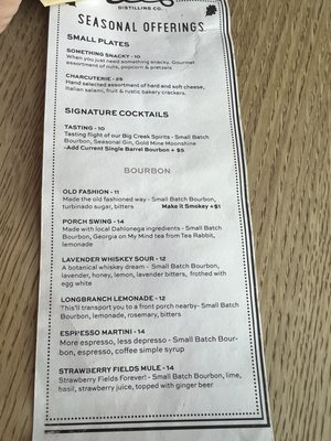 Menu photo 1 Big Creek Distilling Co. Dahlonega, GA