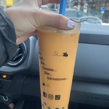 Boba Bee - Thai tea w boba, 25% ice, 50% sweet - Bubble Tea Near Me - American Fork, Utah