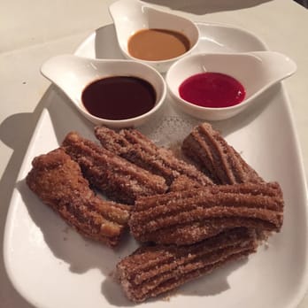 Rosa Mexicano - Churros with Carmel, chocolate, and raspberry dipping sauce. DELICIOUS!!!! - Mexican Near Me - Boston, Massachusetts Rosa Mexicano - Churros with Carmel, chocolate, and raspberry dipping sauce. DELICIOUS!!!! - Mexican Near Me - Boston, Massachusetts