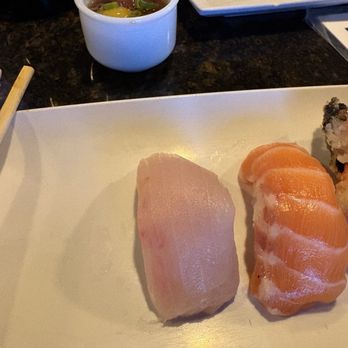 Sushi Pier Tahoe - Yellow Yellowtail (Hamachi) and Salmon - Sushi Bars Near Me - Stateline, Nevada Sushi Pier Tahoe - Yellow Yellowtail (Hamachi) and Salmon - Sushi Bars Near Me - Stateline, Nevada