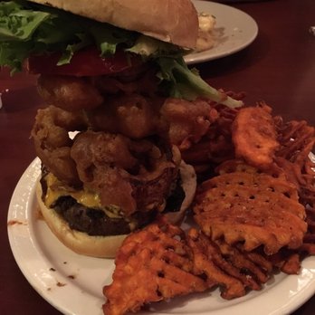 Jordan Street Cafe - Cowboy Burger w/ sweet potato fries! YUM! - New American Near Me - Brevard, North Carolina