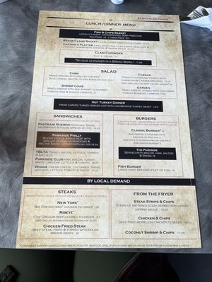Menu photo 2 Parkside Restaurant and Lounge Garibaldi, OR Menu photo 2 Parkside Restaurant and Lounge Garibaldi, OR