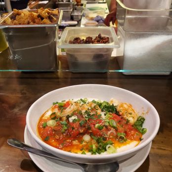 OSO Sonoma - Shrimp and grits. Counter seating in front of the cooks. - New American Near Me - Sonoma, California OSO Sonoma - Shrimp and grits. Counter seating in front of the cooks. - New American Near Me - Sonoma, California
