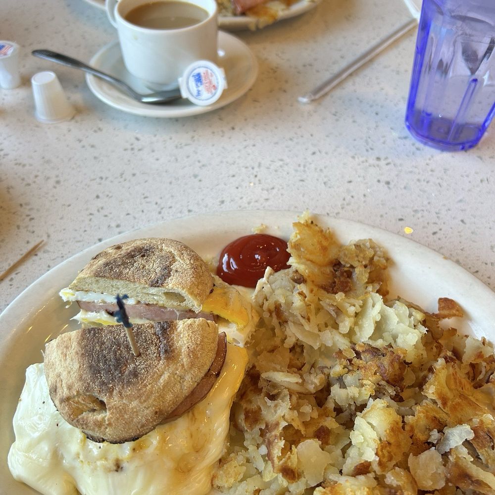 Route 130 Diner - bec sandwich, omelette in background - Diners Near Me - Delran, New Jersey