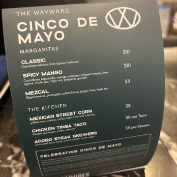 The Wayward - Cinco de Mayo menu - New American Near Me - Philadelphia, Pennsylvania The Wayward - Cinco de Mayo menu - New American Near Me - Philadelphia, Pennsylvania